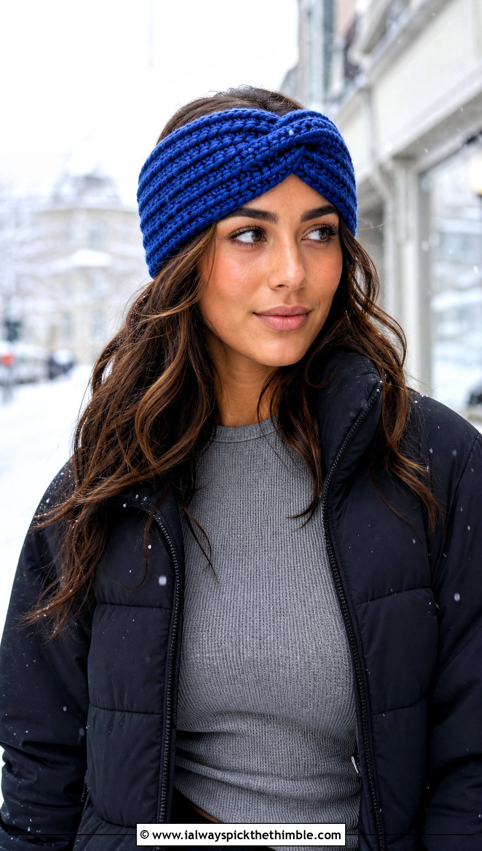 Twisted Ribbed Crochet Chunky Ear Warmer With Puffer Coat - 20 Crochet Chunky Ear Warmer outfit ideas