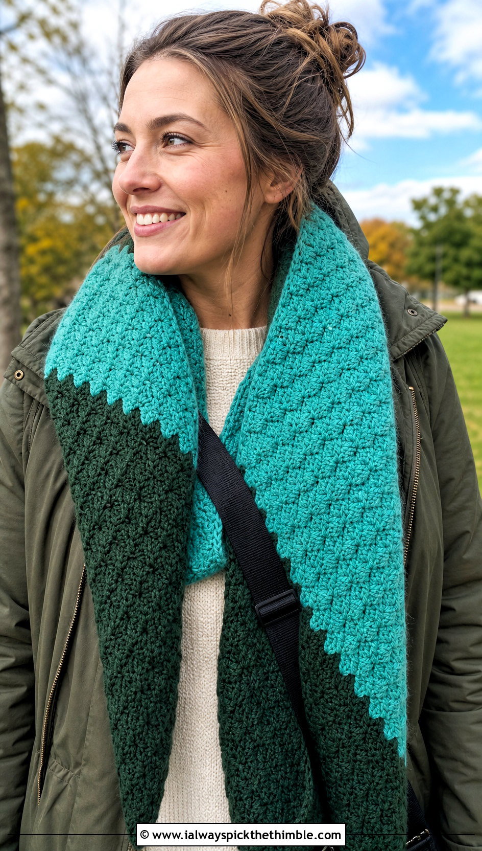 Two Color Corner To Corner Crochet Scarf With Parka - 25 two color crochet scarf outfit ideas
