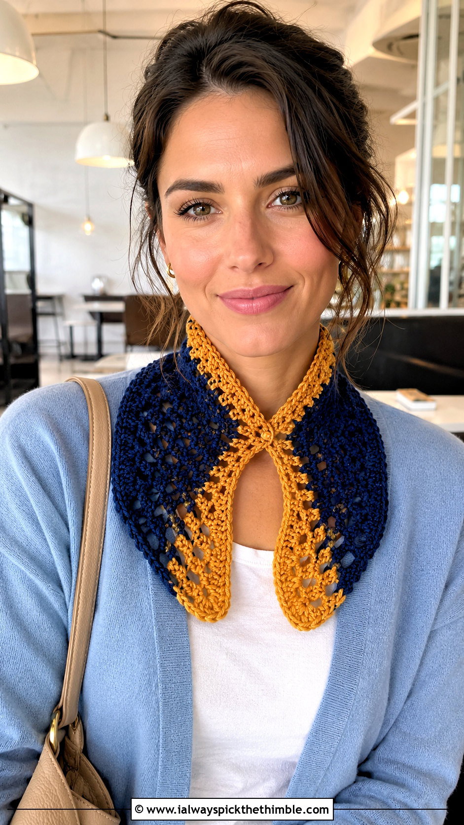 Two Color Keyhole Crochet Scarf With Cardigan - 20 2 color crochet scarf outfit ideas