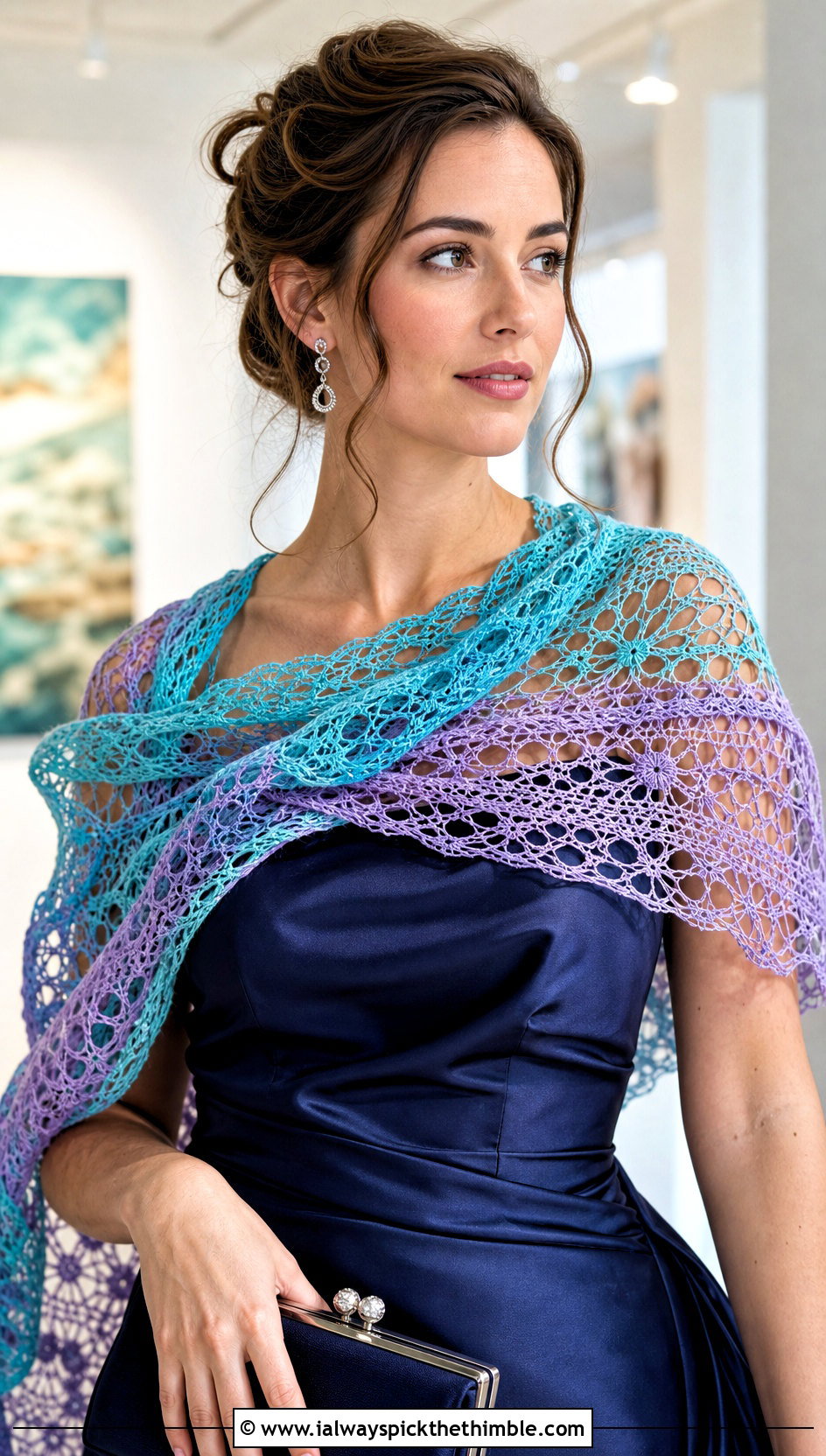 Two Color Lace Mesh Crochet Scarf With Satin Dress - 25 two color crochet scarf outfit ideas