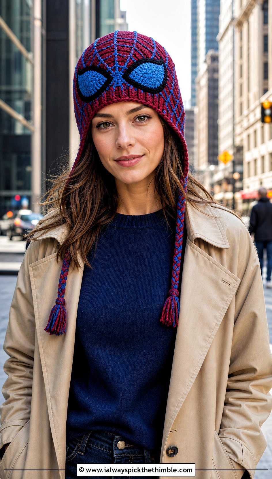 Two Color Ribbed Mayday Crochet Beanie With Trench Coat - 20 mayday crochet beanie outfit ideas