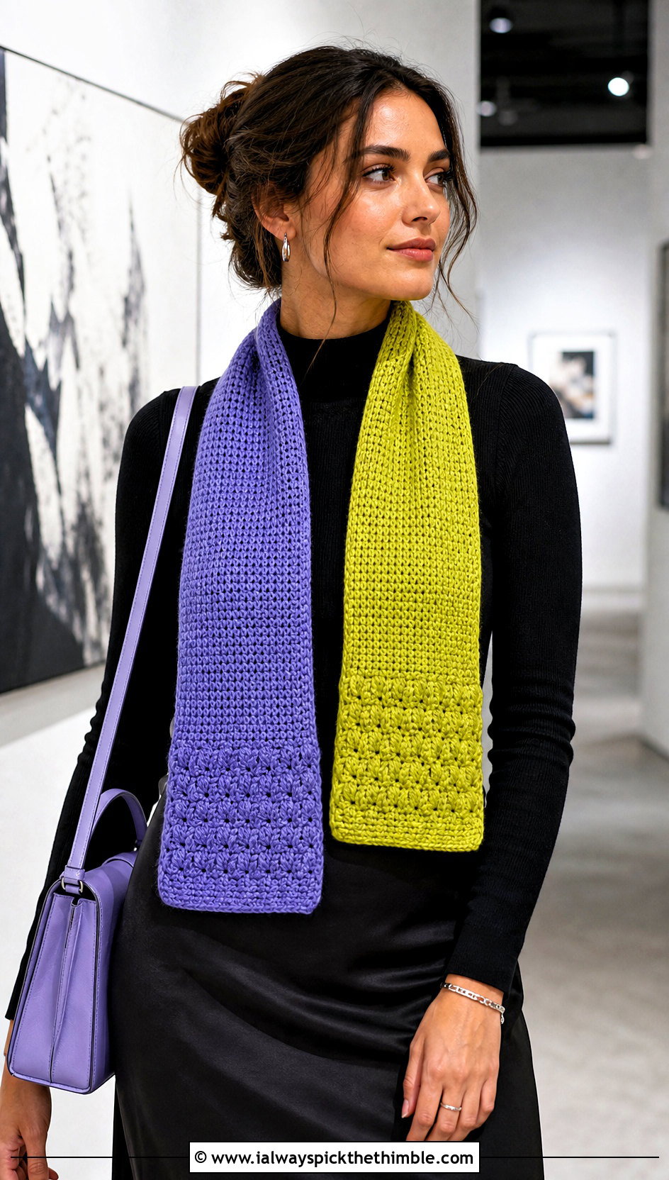 Two Color Tunisian Crochet Scarf With Slip Skirt - 25 two color crochet scarf outfit ideas