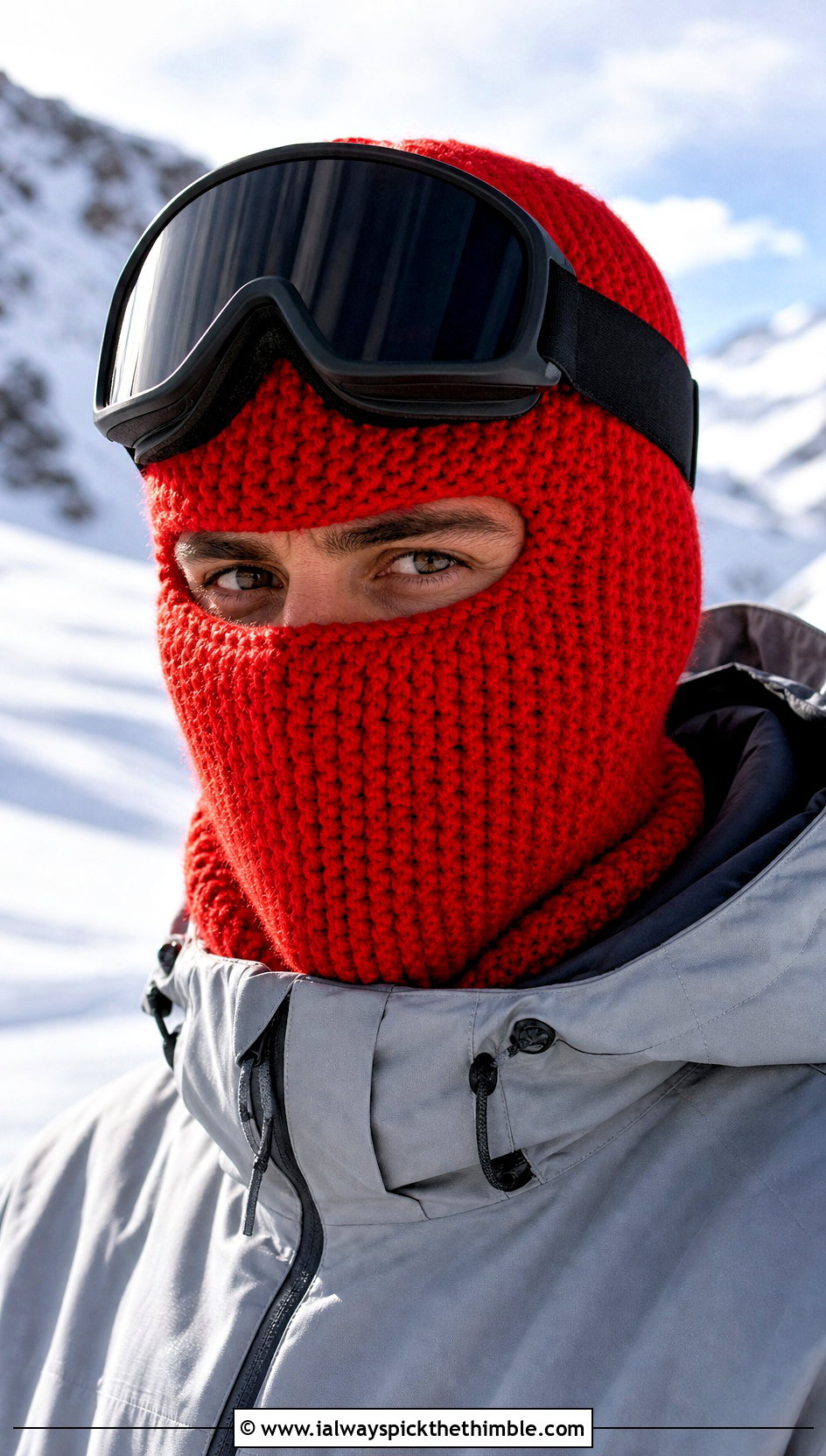 Two Hole Crochet Ski Mask With Snow Jacket - 20 crochet balaclava for men outfit ideas