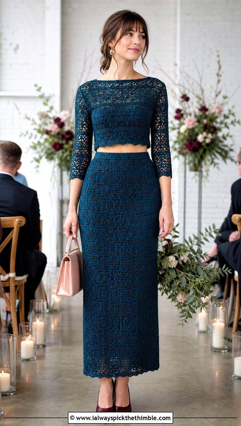 Two Piece Crochet Wedding Dress With Leather Pumps - 25 crochet wedding dress outfit ideas