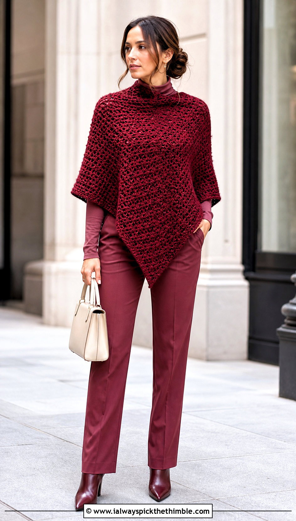 Two Point Corner To Corner Crochet Poncho With Matching Separates - 15 Corner To Corner Crochet Poncho outfit ideas