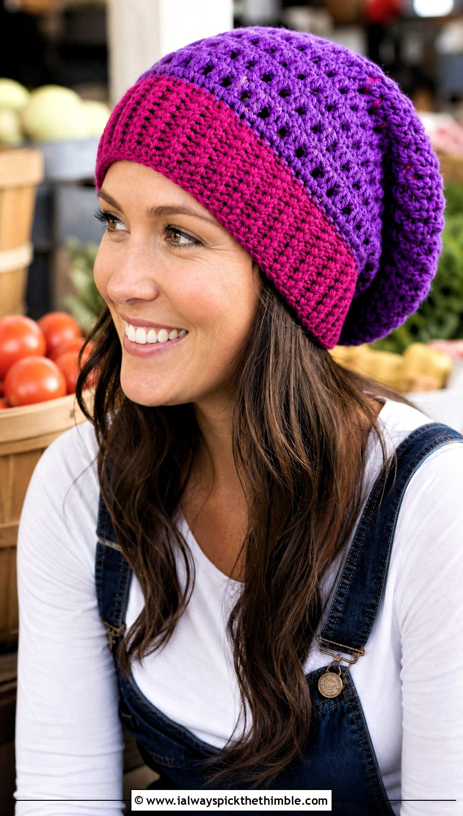 Two Tone Crochet Long Stocking Cap With Overalls - 20 Crochet Long Stocking Cap outfit ideas