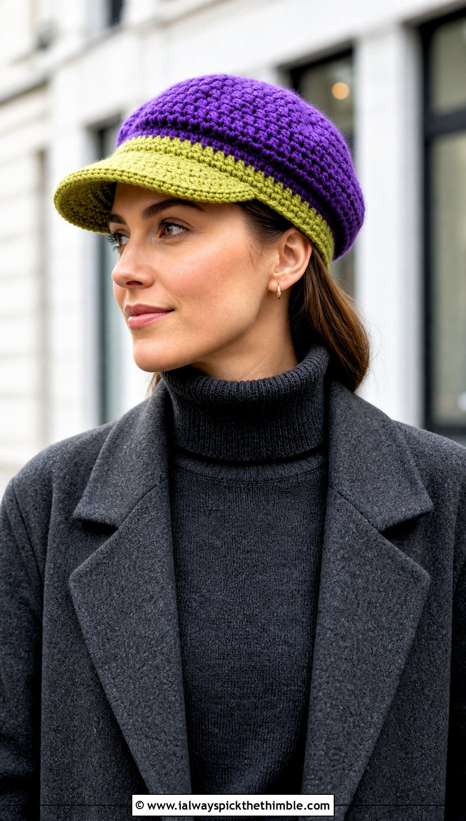 Two Tone Crochet Newsboy Hat With Monochrome Outfit - 25 crochet newsboy hat outfit ideas