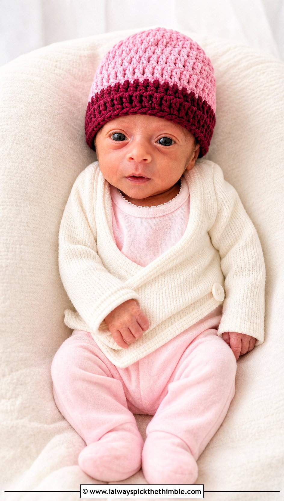 Two Tone Crochet Preemie Cap With Wrap Cardigan Set - 20 crochet premie hats outfit ideas