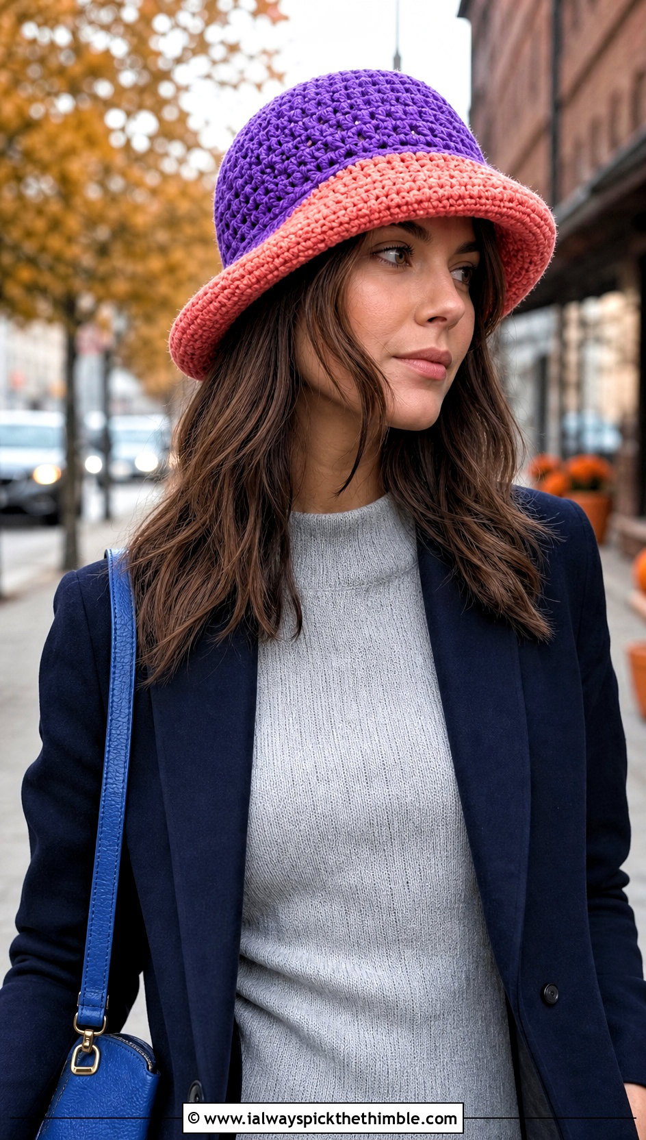 Two Tone Crochet Top Hat With Sweater Dress - 25 crochet top hat outfit ideas