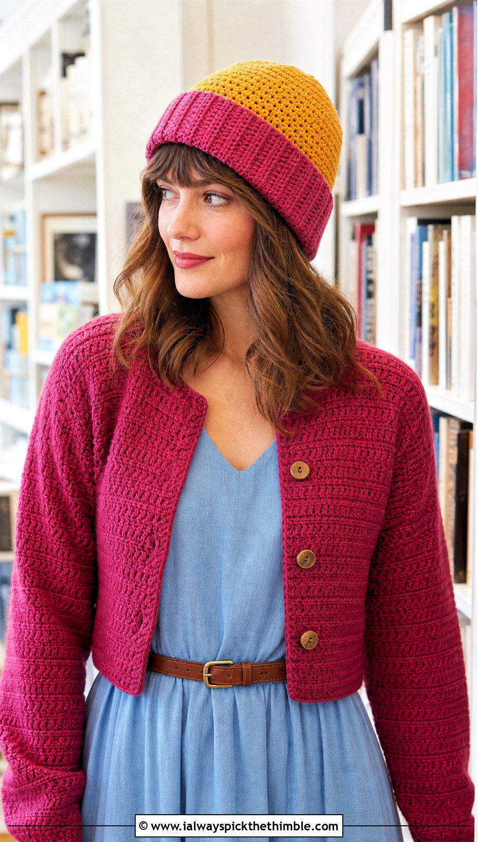 Two Tone Half Double Crochet Beanie With Cardigan And Midi Dress - 25 half double crochet beanie outfit ideas