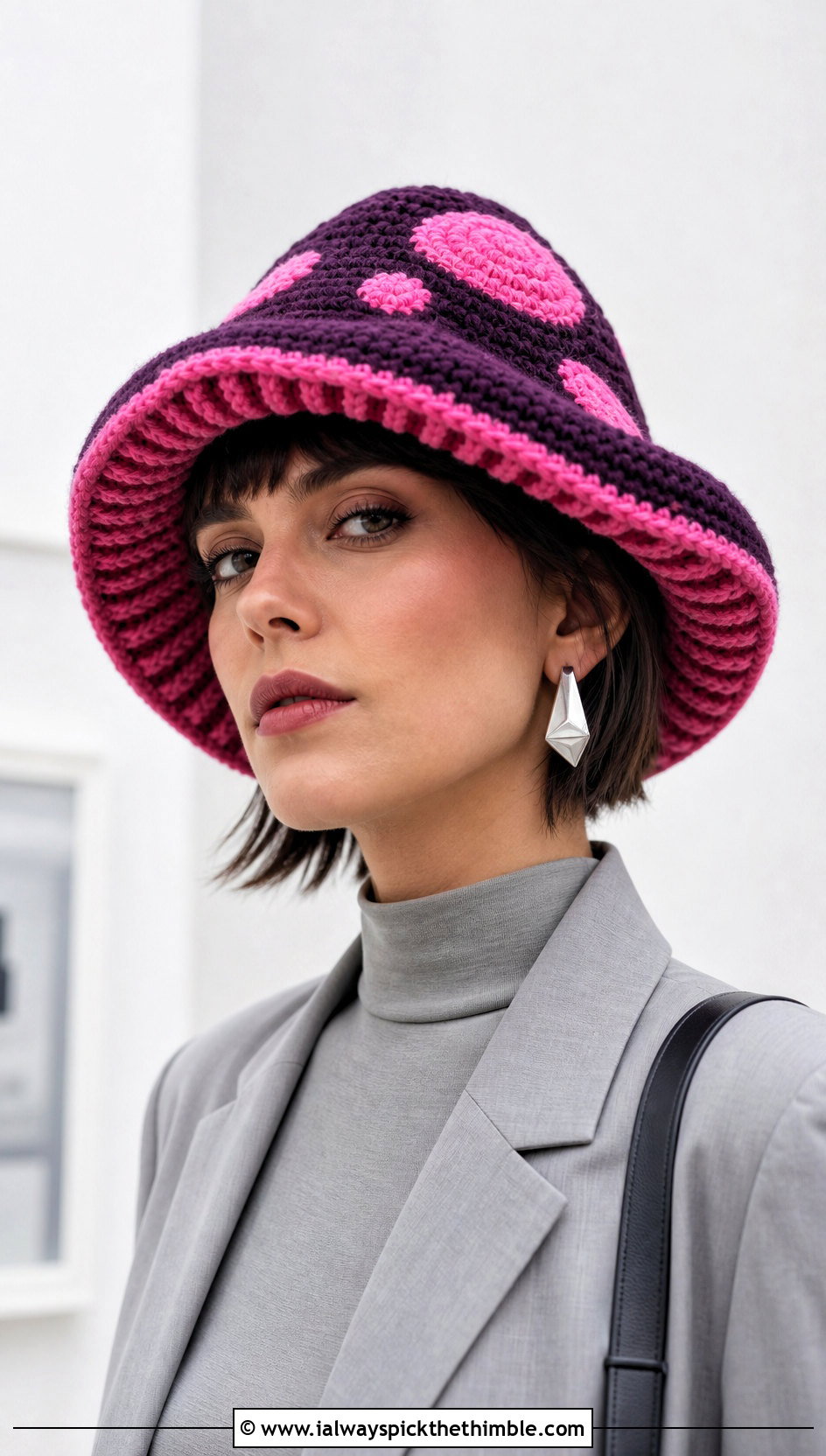 Two Tone Mushroom Crochet Hat With Monochrome Outfit - 20 mushroom crochet hat outfit ideas