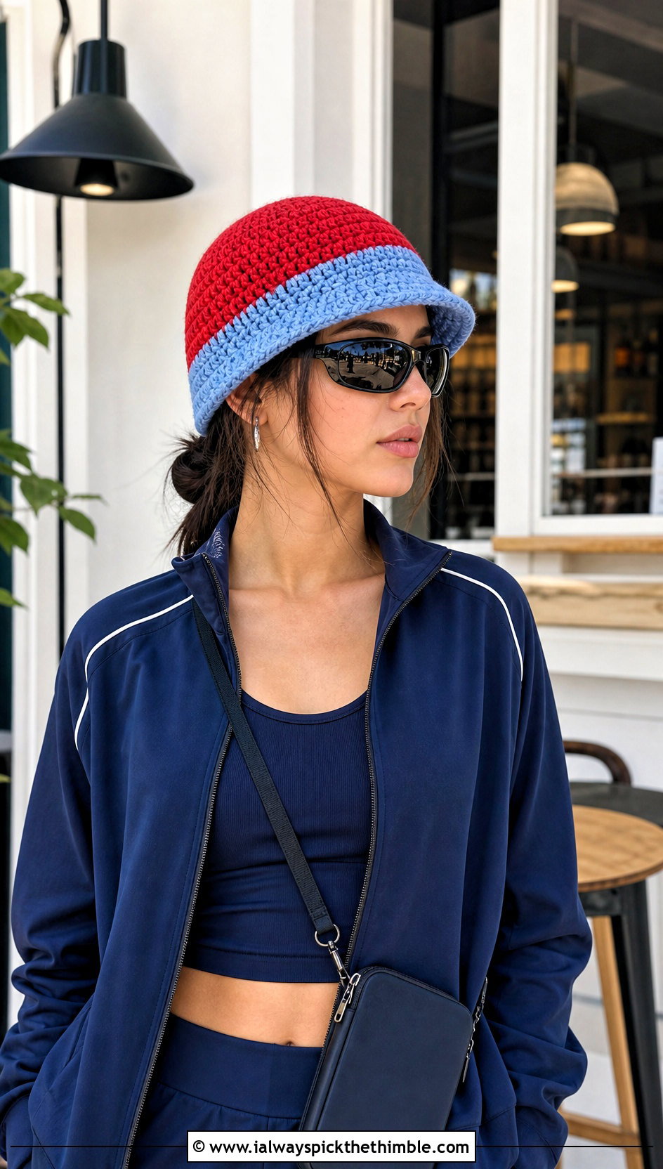 Two Tone Short Brim Crochet Beanie With Athleisure Set - 15 Brimmed Crochet Beanie outfit ideas