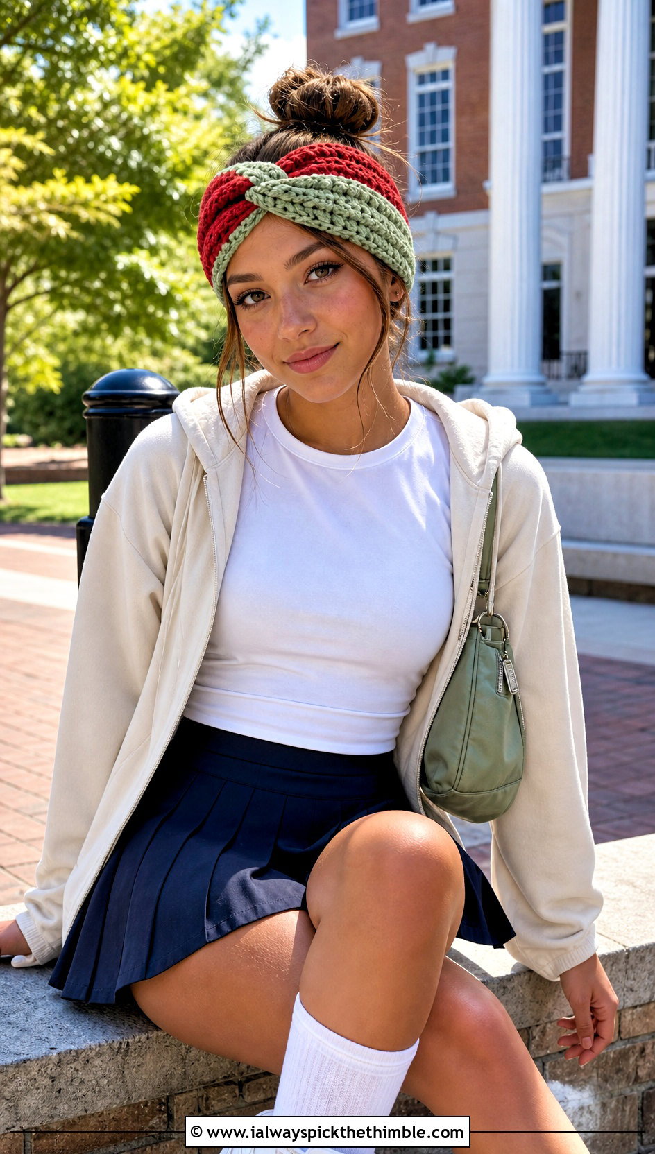 Two Tone Velvet Twist Crochet Headband With Hoodie And Tennis Skirt - 20 Velvet Twist Crochet Headband outfit ideas