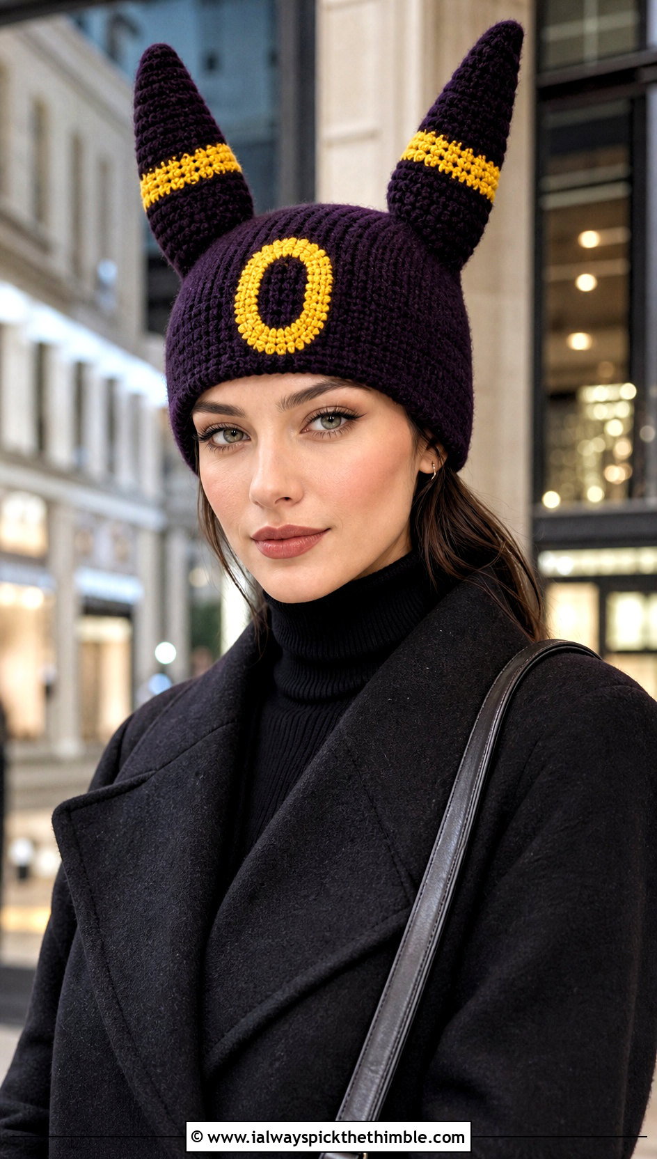 Umbreon Ear Beanie With Monochrome Outfit - 20 crochet pokemon beanie outfit ideas