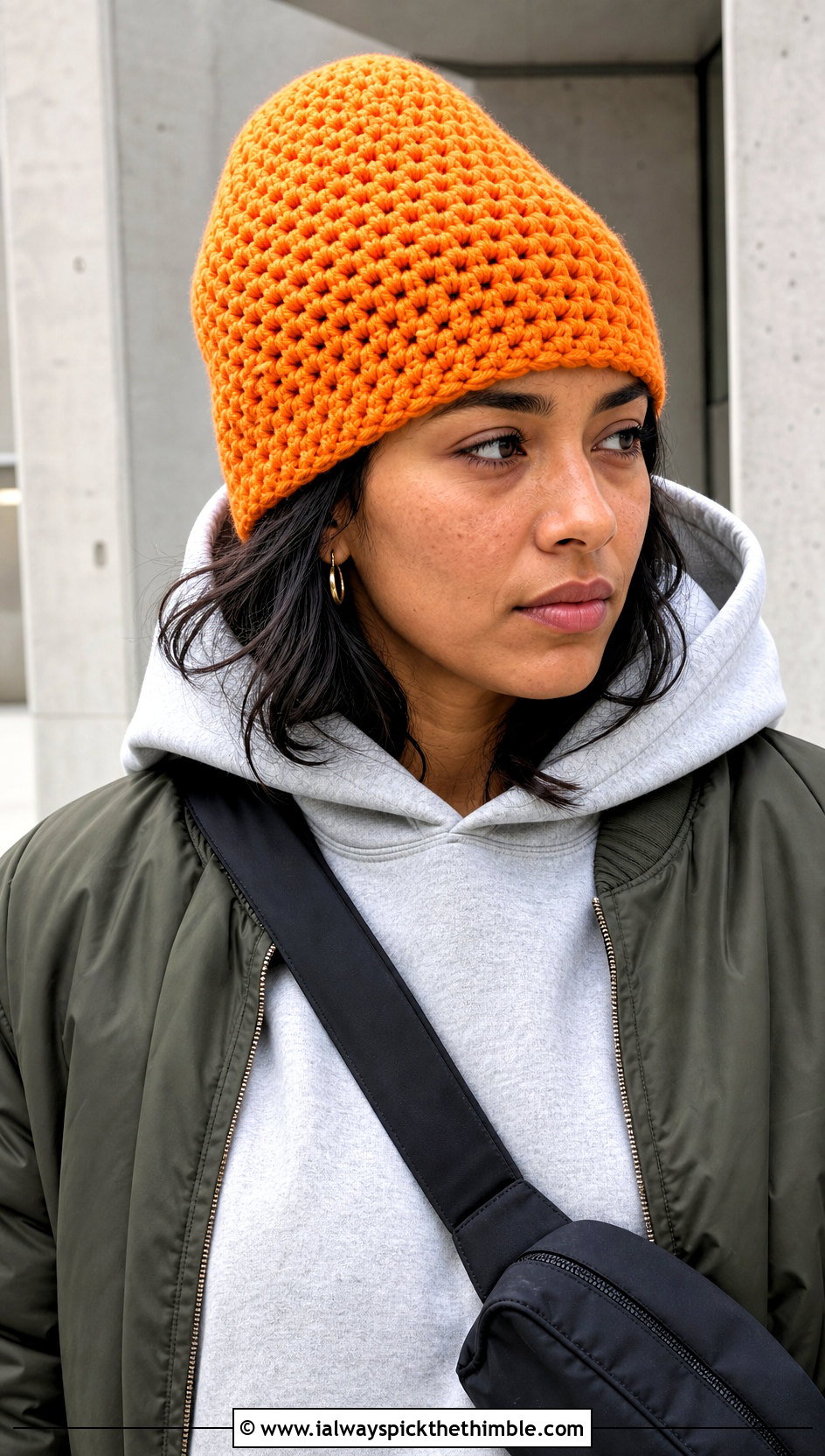 Uncuffed Burst Crochet Beanie With Hoodie And Cargo Pants - 15 burst crochet beanie outfit ideas