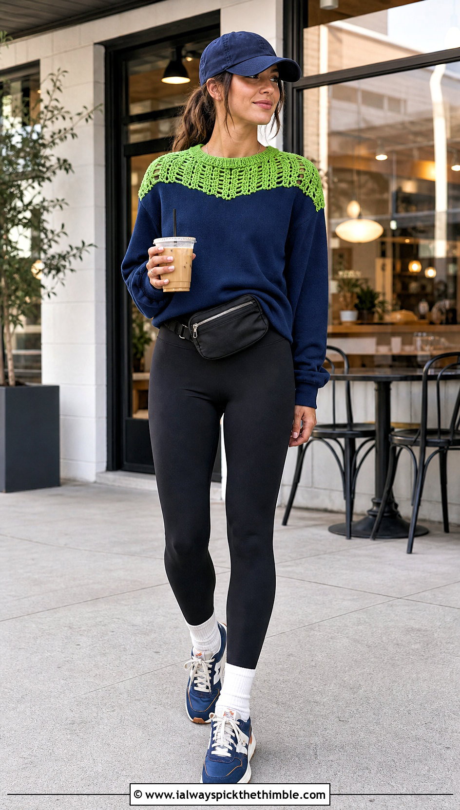 Upcycled Sweatshirt With Crochet Yoke And Leggings - 20 upcycling clothes with crochet outfit ideas