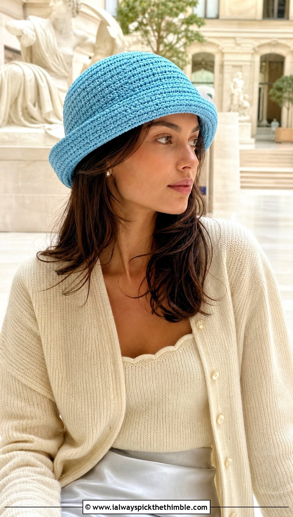 Upturned Brim Crochet Hat With Cardigan Set - 20 Easy Crochet Hats With Brim outfit ideas