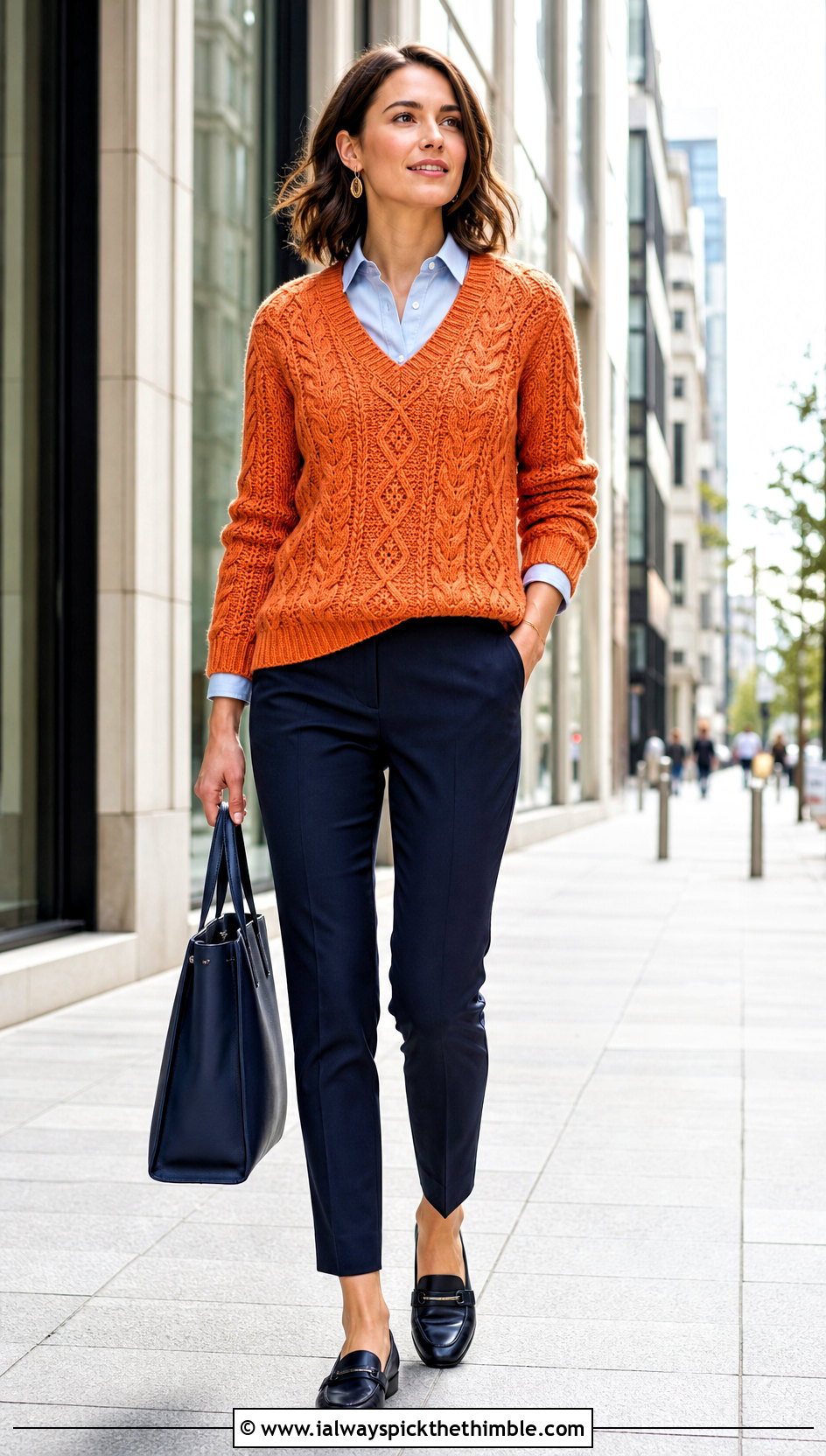 V Neck Aran Fisherman Crochet Sweater With Collared Shirt - 20 Fisherman Crochet Sweater outfit ideas
