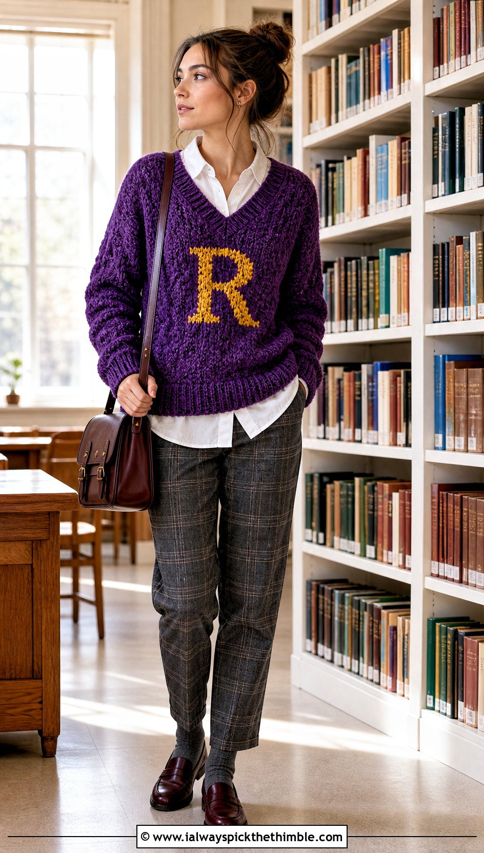 V Neck Crochet Ron Weasley Sweater With Plaid Pants - 20 Crochet Ron Weasley Sweater outfit ideas