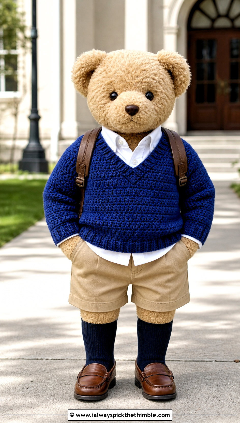 V Neck Crochet Toy Sweater With Shirt And Tailored Shorts - 20 Crochet Sweater For Toy outfit ideas