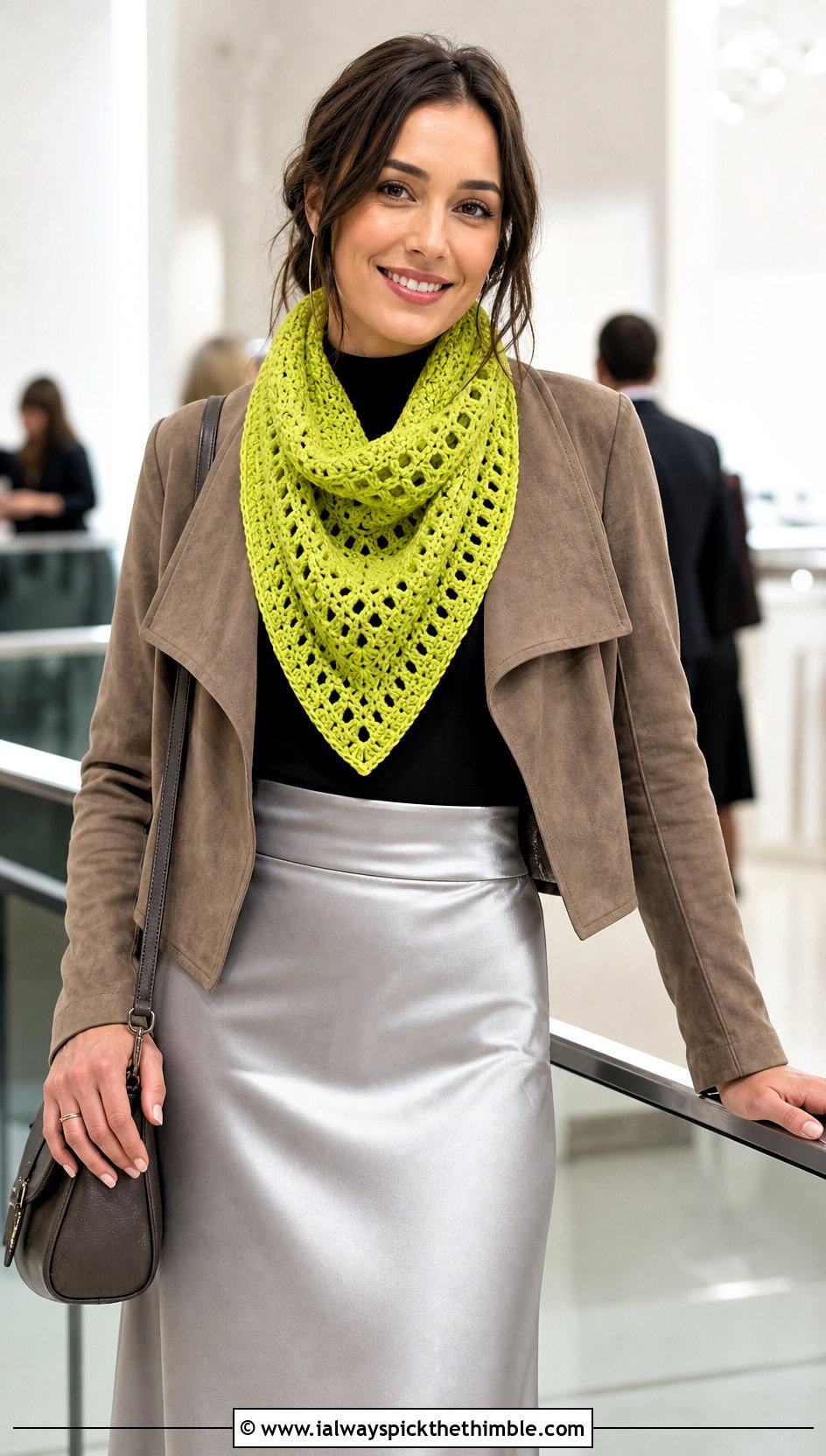 V Stitch Crochet Cowl With Satin Slip Skirt - 20 Wool Ease Thick And Quick Crochet Cowl outfit ideas