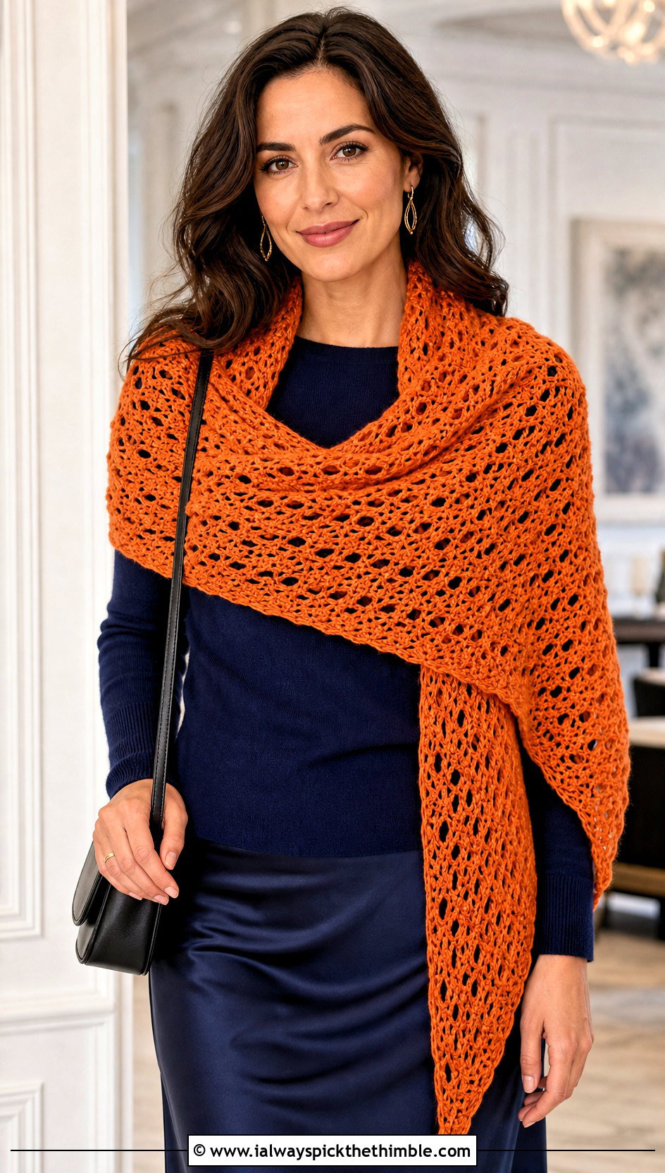 V Stitch Crochet Shawl With Slip Skirt - 20 winter crochet shawl outfit ideas