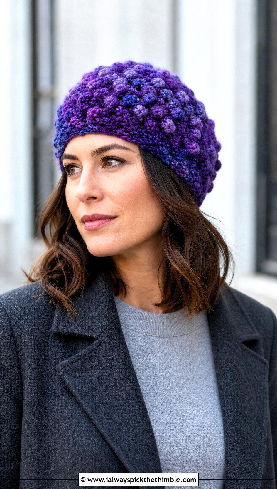 Variegated Bert Crochet Hat With Sweater Dress - 15 Bert Crochet Hat outfit ideas