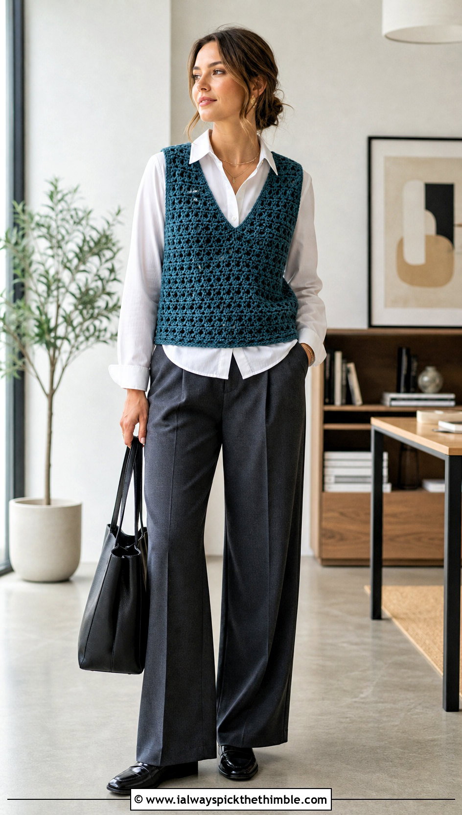 Velvet Crochet Vest With Shirt And Trousers - 20 velvet crochet clothes and outfit ideas