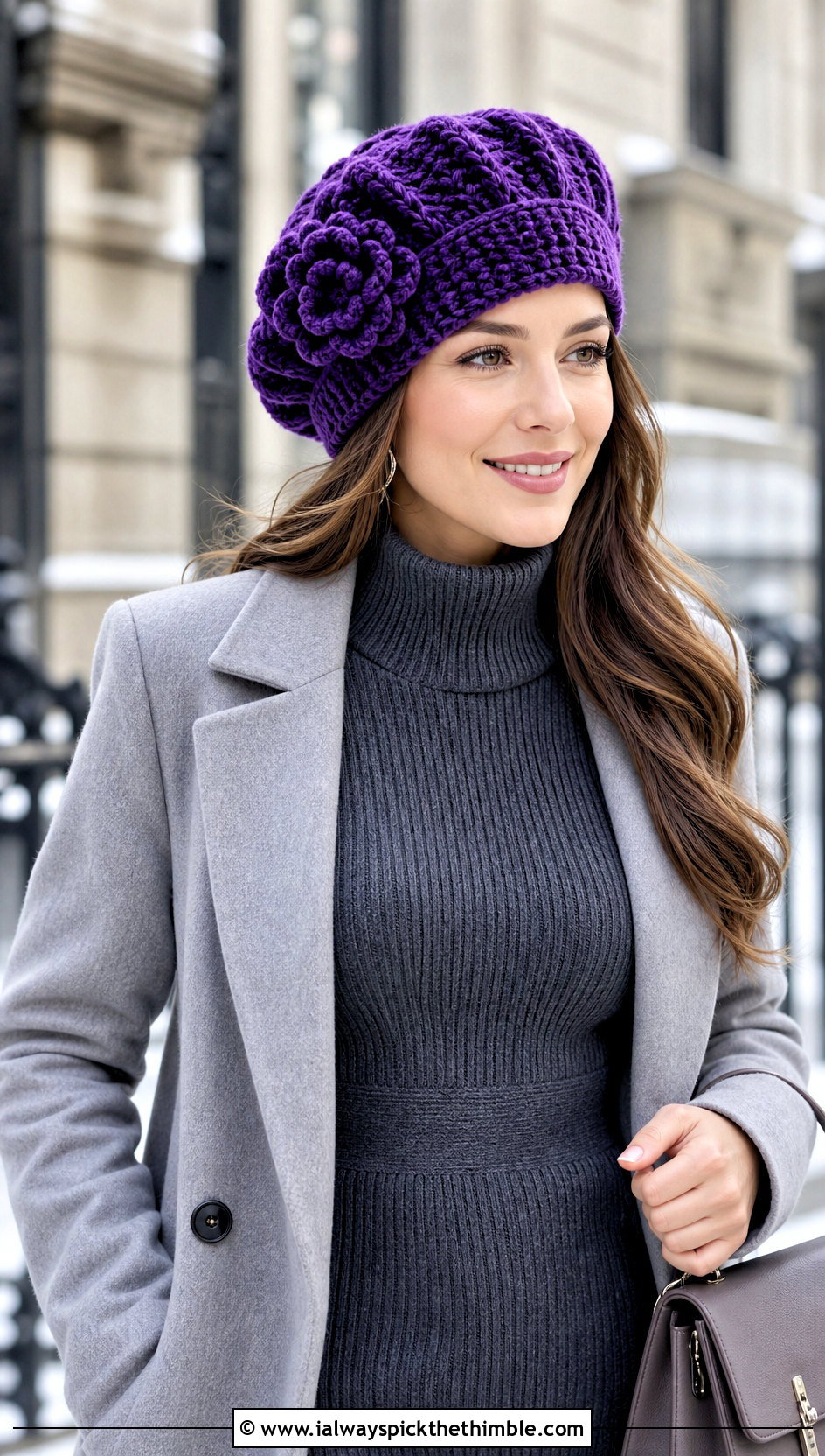 Velvet Magnolia Crochet Beret With Sweater Dress - 15 magnolia crochet beret outfit ideas
