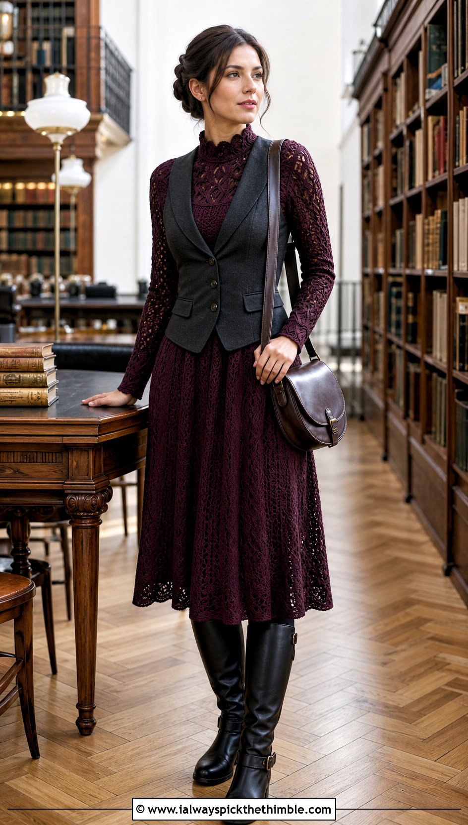 Victorian Collar Crochet Princess Dress With Riding Boots - 25 crochet princess dress outfit ideas