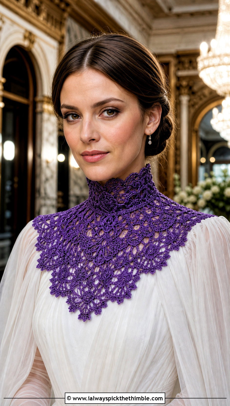 Victorian Crochet Collar With Chiffon Sleeve Wedding Dress - 15 Crochet Collar For Wedding outfit ideas
