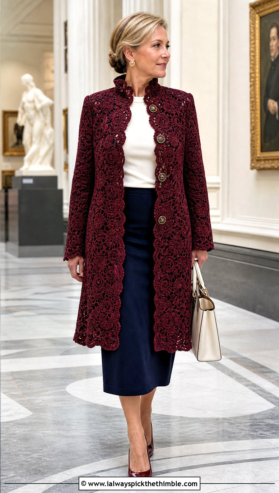 Victorian Irish Crochet Coat With Pencil Skirt - 20 irish crochet coat outfit ideas