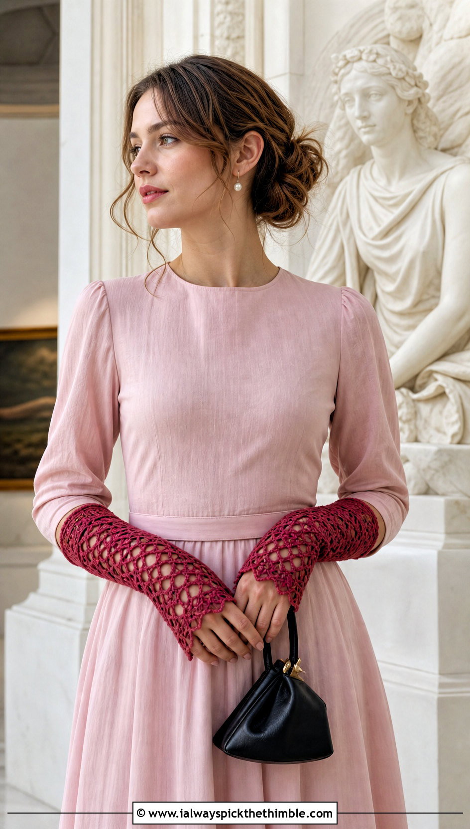 Victorian Lace Crochet Wrist Warmers With Midi Dress And Mary Janes - 20 Easy Crochet Arm Warmers outfit ideas