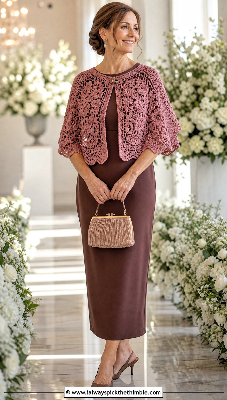Vintage Crochet Capelet With Column Dress - 20 vintage crochet clothes and outfit ideas