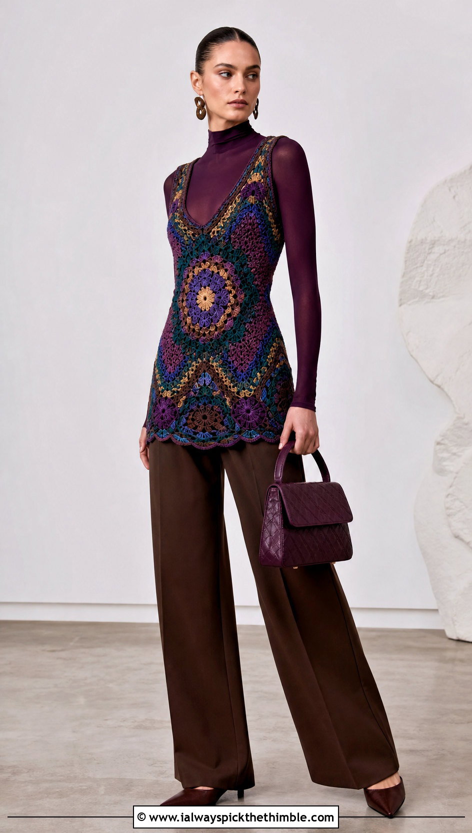 Vintage Dior Crochet Mini Dress With Wide Leg Trousers - 20 dior crochet dress outfit ideas