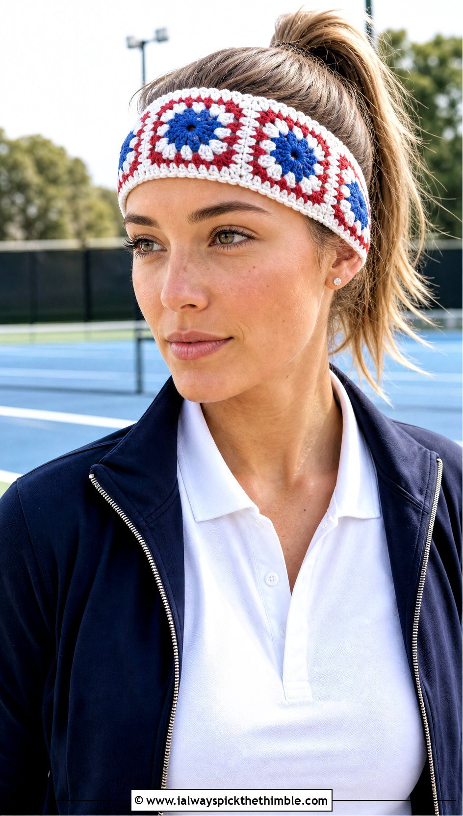 Vintage Granny Square Crochet Headband With Tennis Outfit - 15 vintage crochet headband outfit ideas
