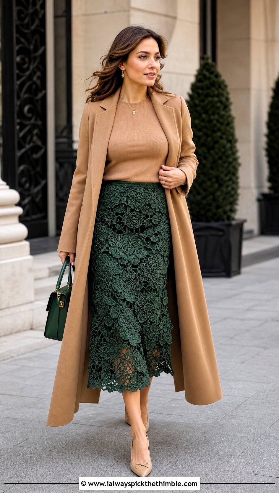 Vintage Irish Lace Crochet Midi Skirt With Fine Knit Top - 15 Vintage Crochet Skirt outfit ideas