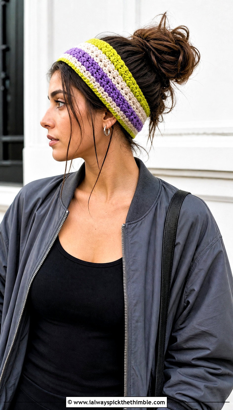 Vintage Striped Crochet Headband With Streetwear Outfit - 15 vintage crochet headband outfit ideas