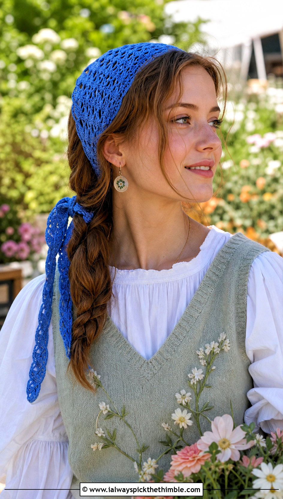 Vintage Tie Back Crochet Headband With Cottagecore Outfit - 15 vintage crochet headband outfit ideas