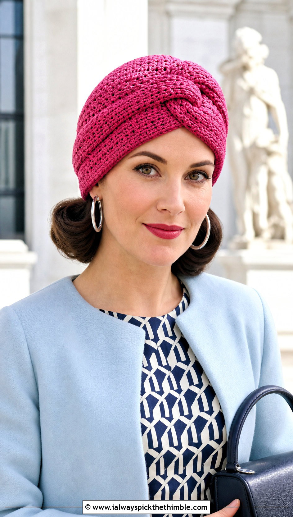 Vintage Twist Crochet Turban Hat With Tea Dress And Pumps - 25 crochet turban hat outfit ideas
