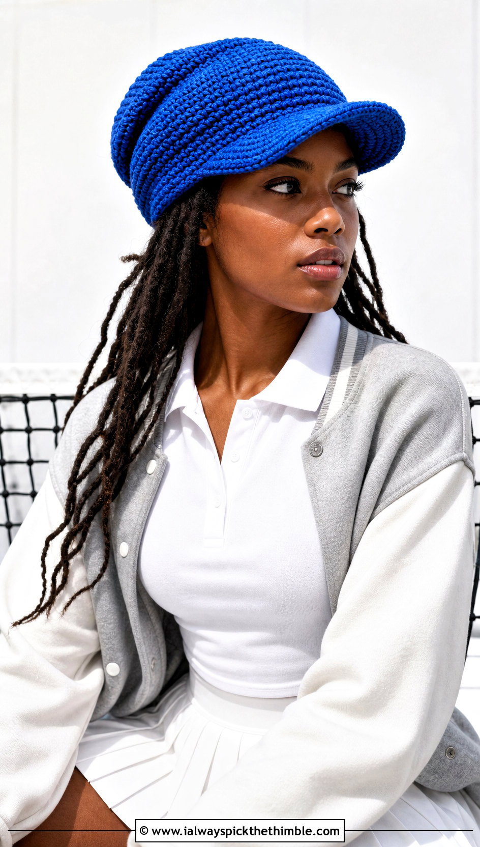 Visor Brim Crochet Dread Cap With Tennis Skirt - 20 Crochet Dread Cap outfit ideas