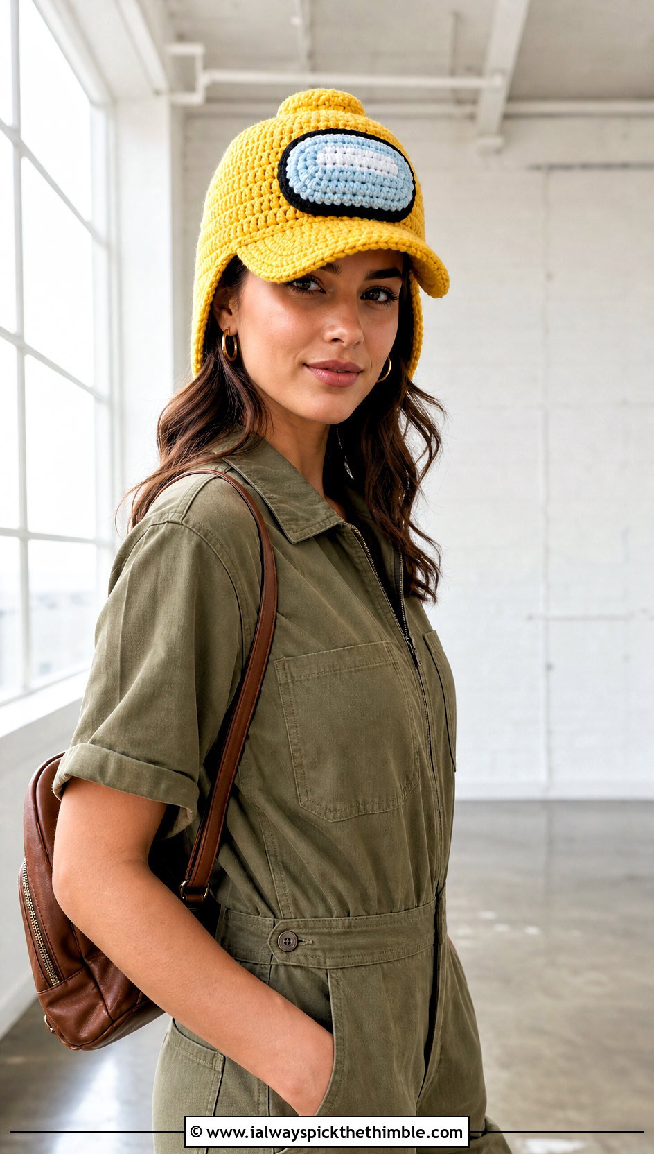 Visor Crewmate Cap With Utility Jumpsuit - 20 Among Us Crochet Hat outfit ideas