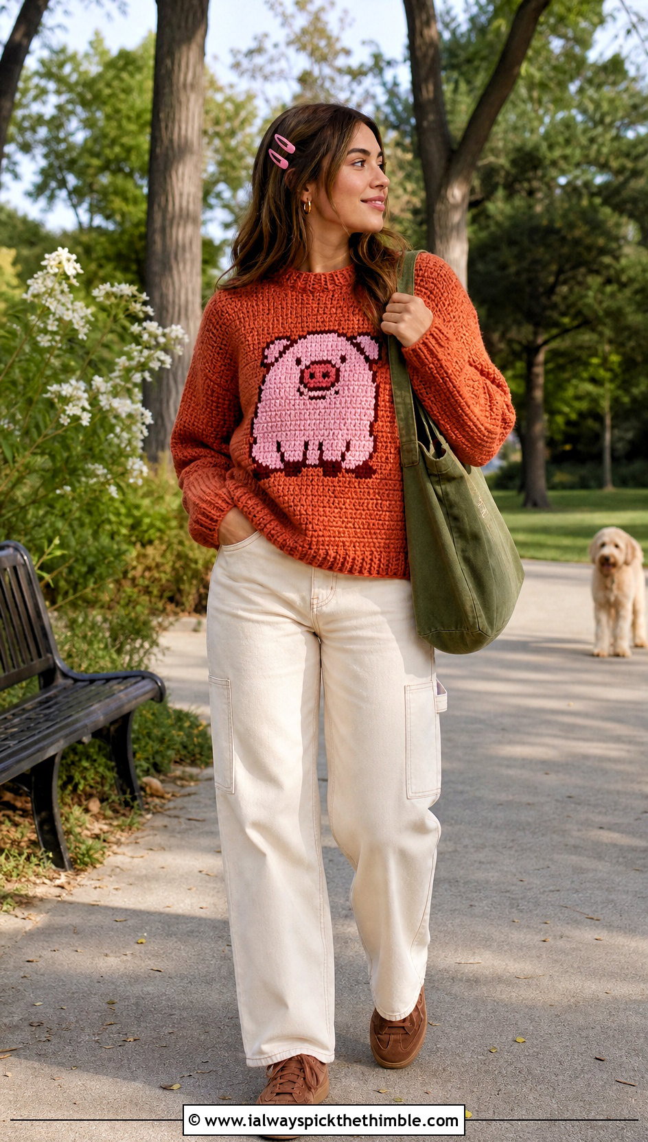 Waddles Crochet Mabel Pines Sweater With Carpenter Jeans - 20 crochet mabel pines sweater outfit ideas