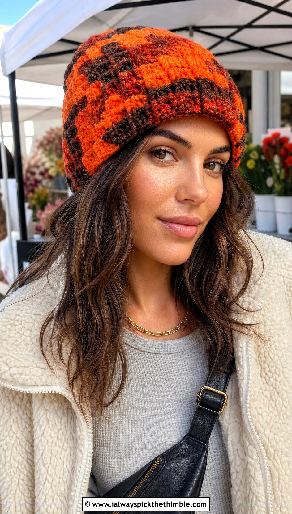Waffle Stitch Camo Crochet Beanie With Sherpa Jacket - 20 Camo Beanie Crochet Hat outfit ideas