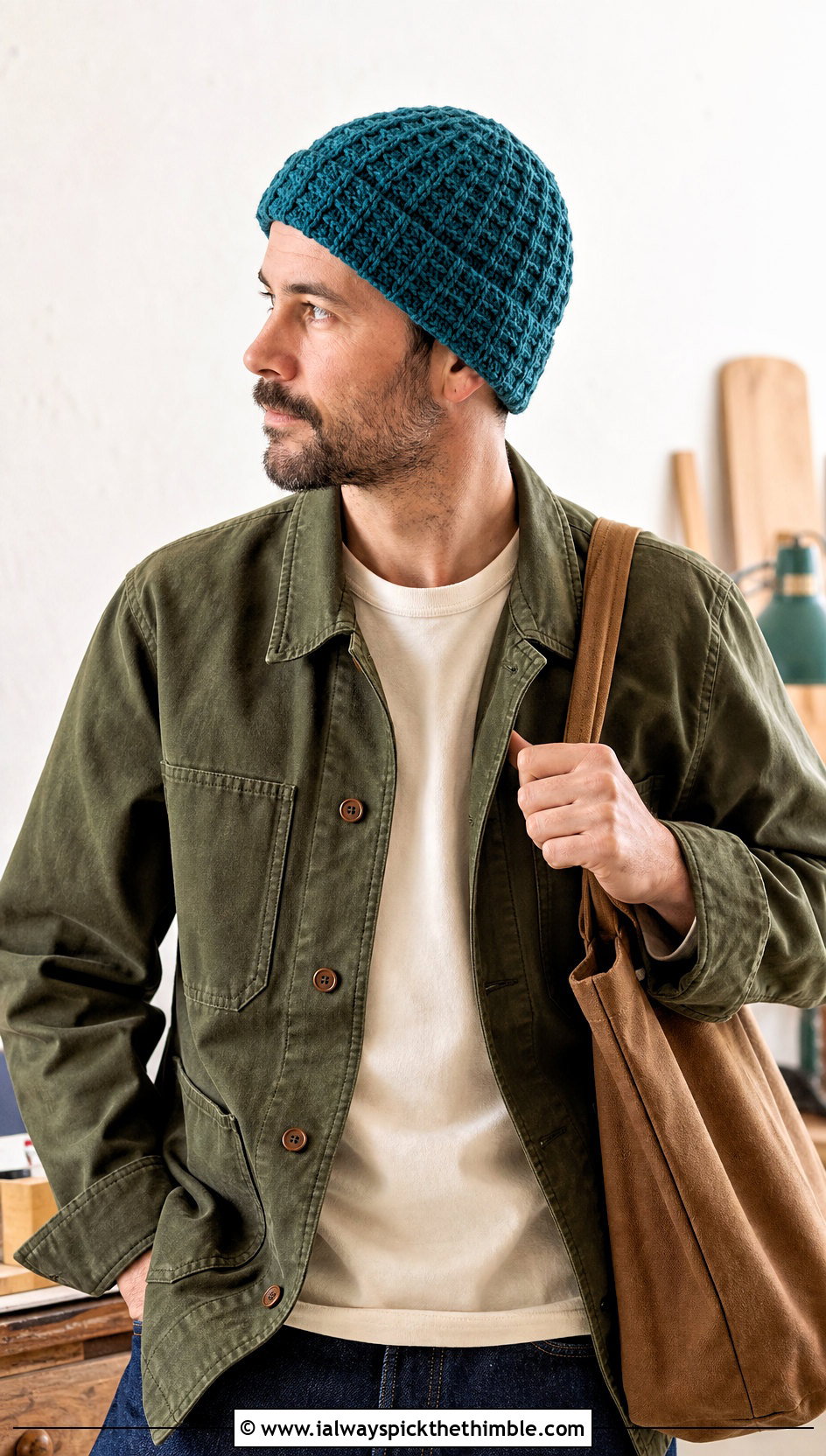 Waffle Stitch Chemo Cap With Chore Coat - 20 Crochet Chemo Caps For Men outfit ideas