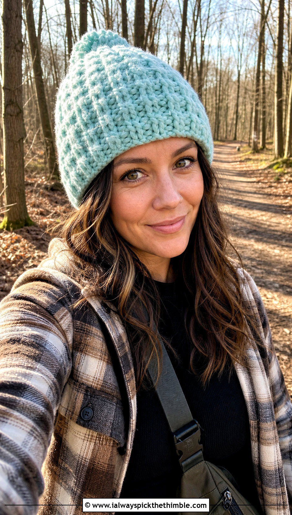 Waffle Stitch Chunky Crochet Beanie With Shacket - 20 Chunky Yarn Crochet Hats outfit ideas