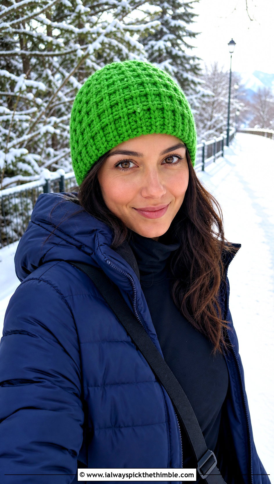Waffle Stitch Crochet Beanie With Puffer Jacket And Leggings - 25 cute crochet beanie outfit ideas
