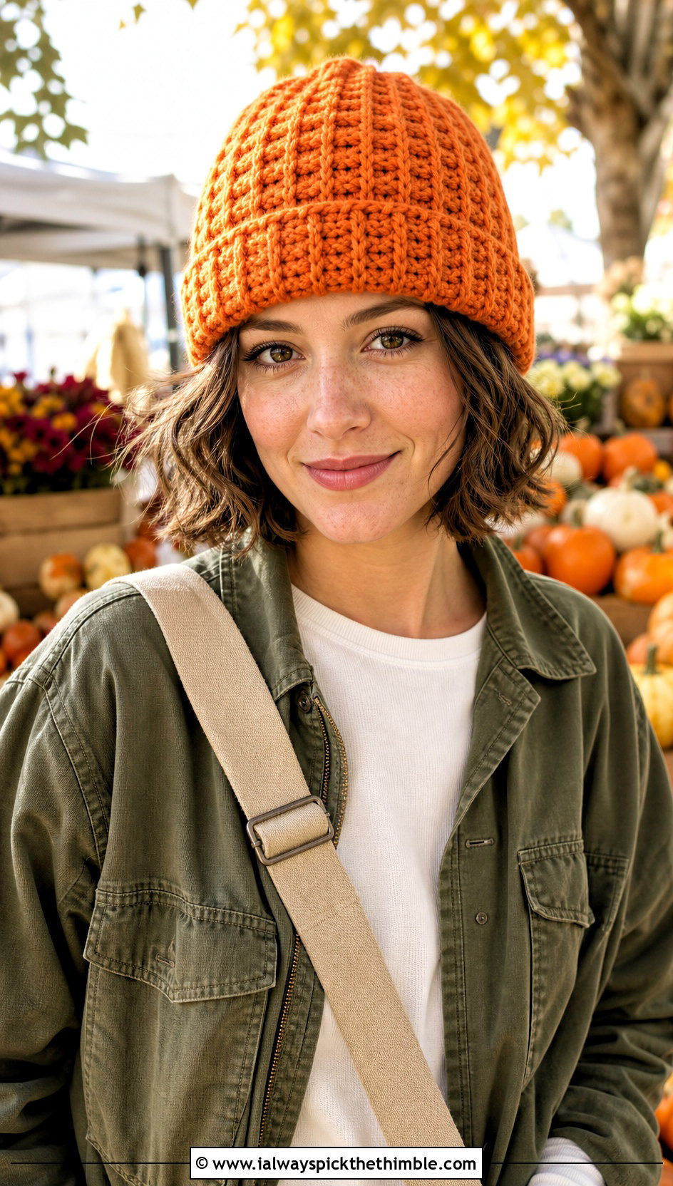 Waffle Stitch Crochet Fisherman Beanie With Utility Jacket - 25 crochet fisherman beanie outfit ideas