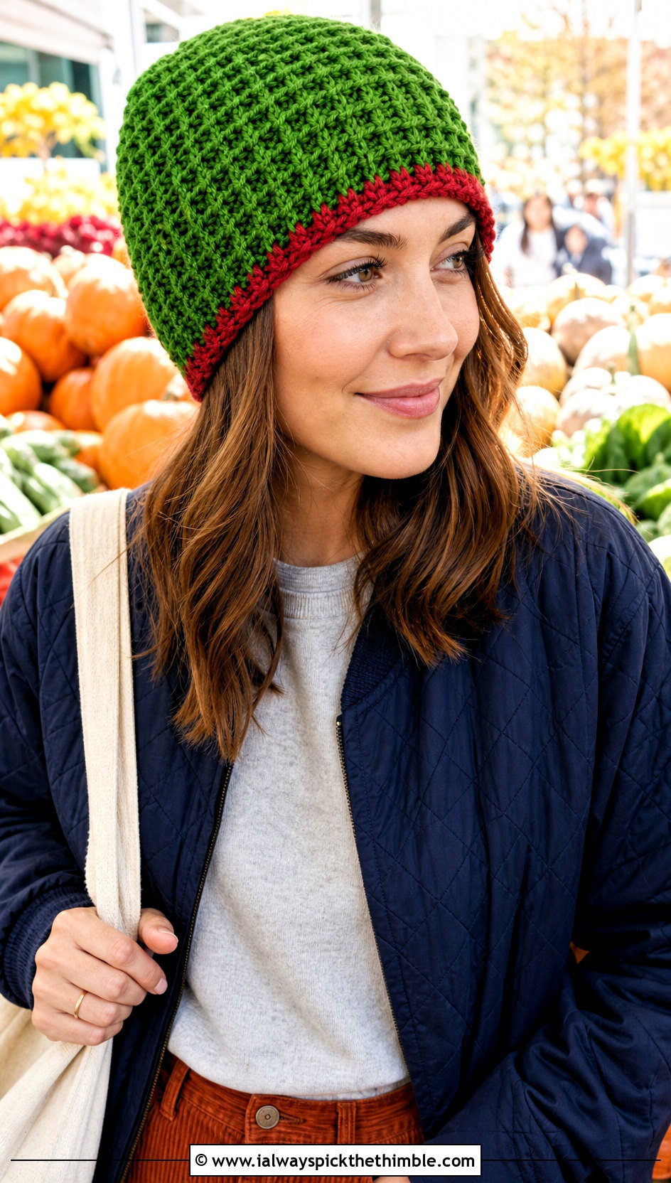 Waffle Stitch Crochet Mahomes Beanie With Quilted Jacket And Corduroy Pants - 15 Crochet Mahomes Hat outfit ideas