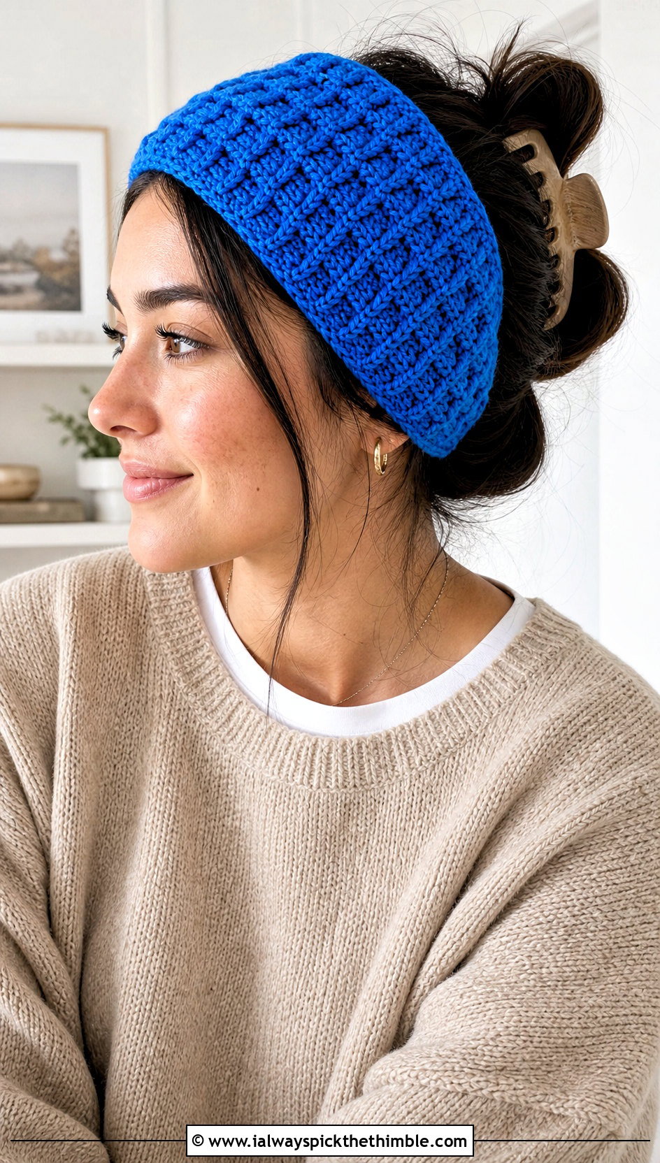 Waffle Stitch Crochet Makeup Headband With Sweater And Leggings - 20 Crochet Makeup Headband outfit ideas